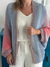 Rainbow Striped Knit Cardigan Sweater