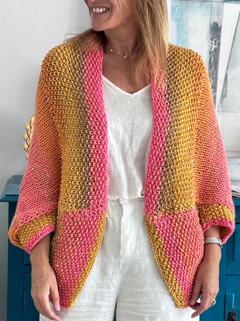 Rainbow Striped Knit Cardigan Sweater