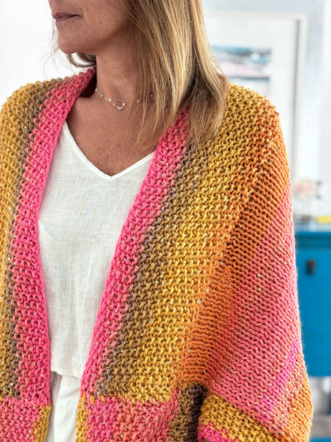 Rainbow Striped Knit Cardigan Sweater