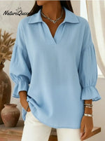 Retro Stylish Polo Collar Casual Blouse