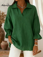 Retro Stylish Polo Collar Casual Blouse