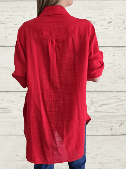 Classic Curved Hem Cotton Shirt