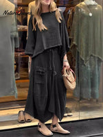 Women's Solid Color Casual Loose Elegant Stylish Skirt Two Piece Suit