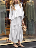 Women's Solid Color Casual Loose Elegant Stylish Skirt Two Piece Suit