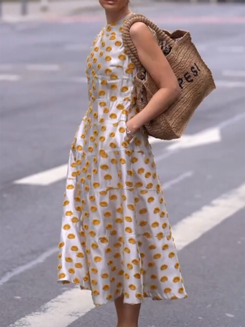 Art Polka Dot A-Line Dress with Pockets