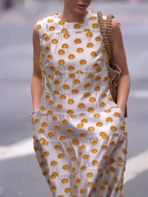 Art Polka Dot A-Line Dress with Pockets