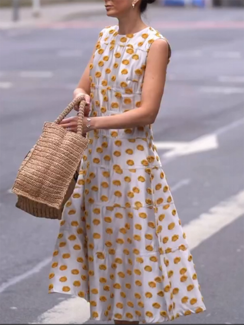 Art Polka Dot A-Line Dress with Pockets