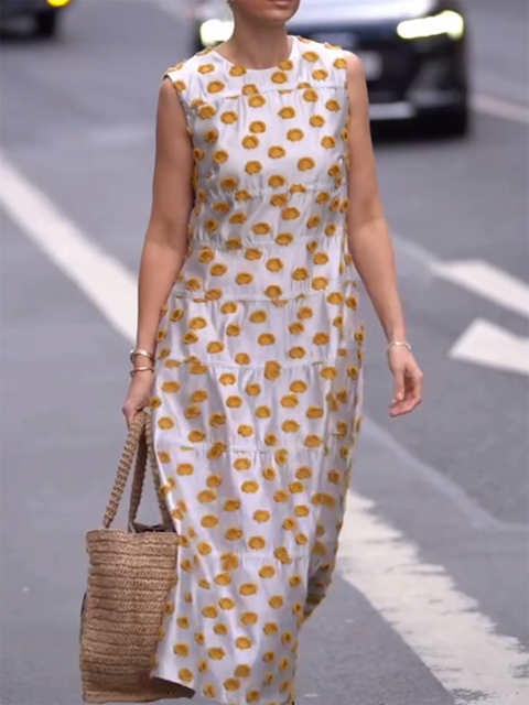 Art Polka Dot A-Line Dress with Pockets
