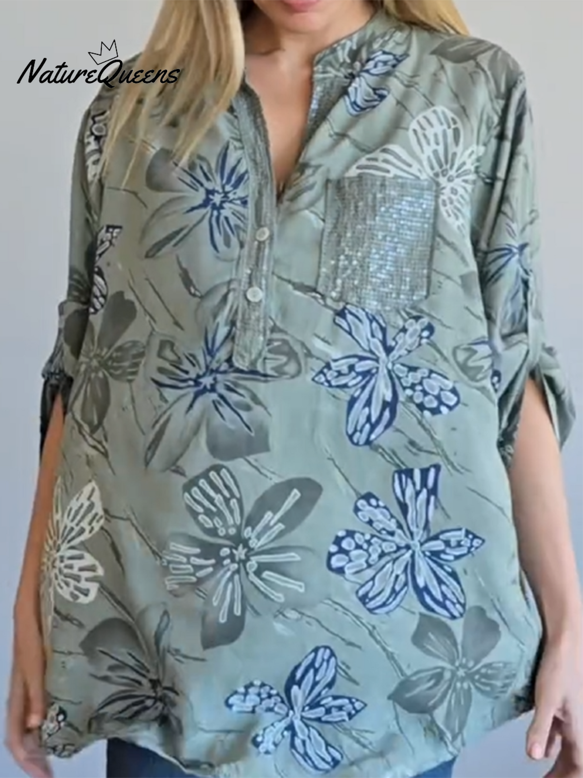 Women's Floral Print Cotton Shirt