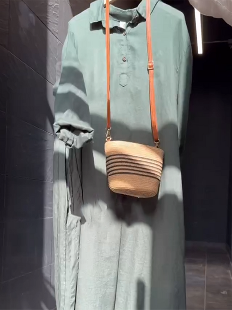 Classic Shirt Button Linen Dress