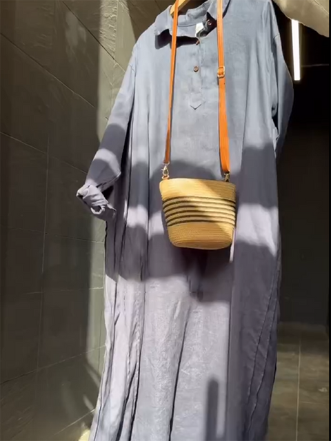 Classic Shirt Button Linen Dress