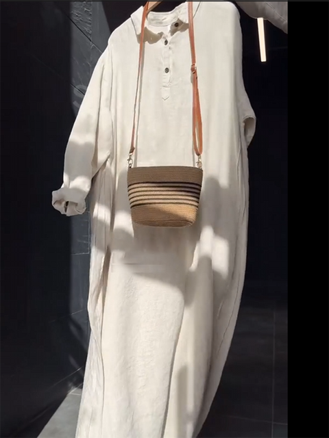 Classic Shirt Button Linen Dress