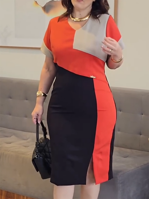 Artistic Color Block Modern Midi Dress