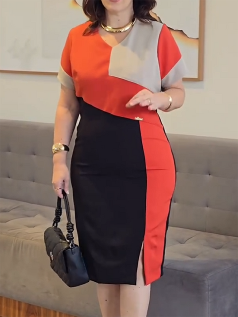 Artistic Color Block Modern Midi Dress