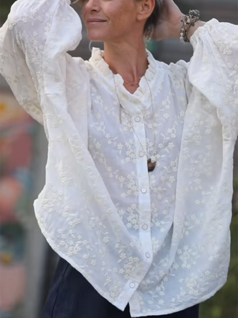 Ernestine Lace Cotton and Linen Shirt