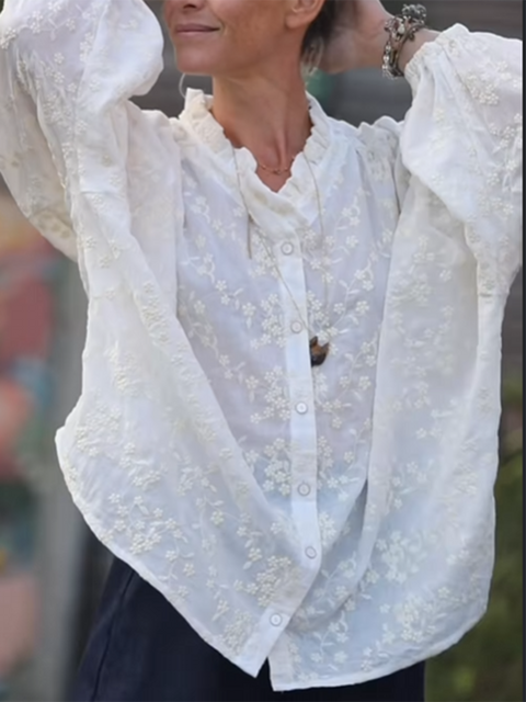 Ernestine Lace Cotton and Linen Shirt