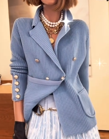 Metal Button Knitted Sweater Jacket