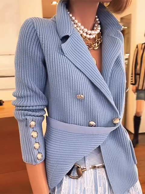 Metal Button Knitted Sweater Jacket