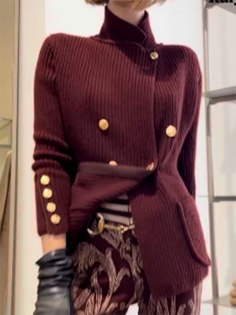Metal Button Knitted Sweater Jacket
