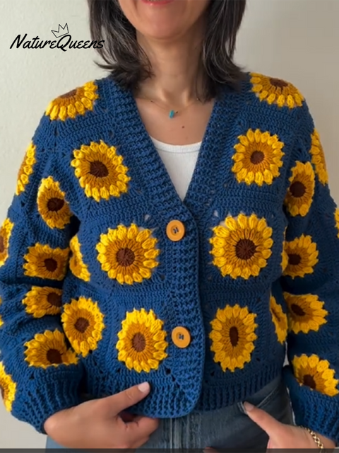 Sunflower Crochet Cardigan Sweater
