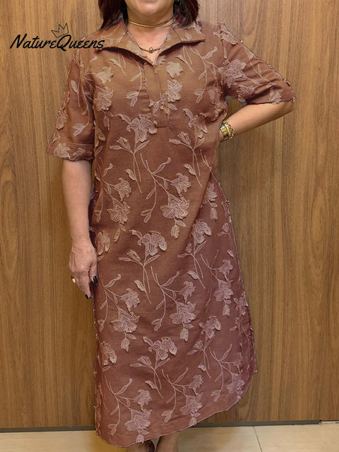 Women's Loose Button Cotton and Linen Dress