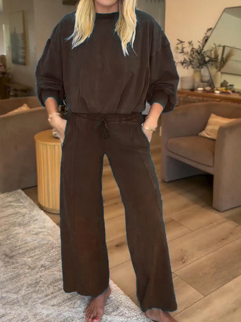 Casual Sweatshirt and Pants Two-piece Set