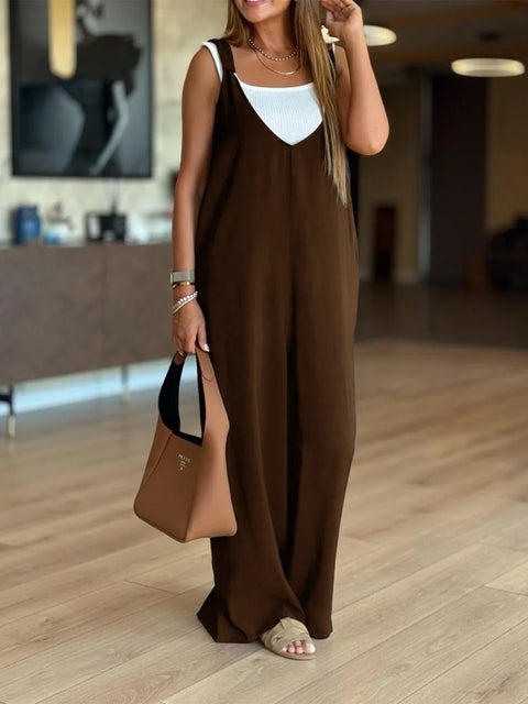 Casual Loose Deep U-neck Jumpsuit