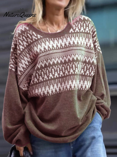 Oversize Aztec Print Sweater