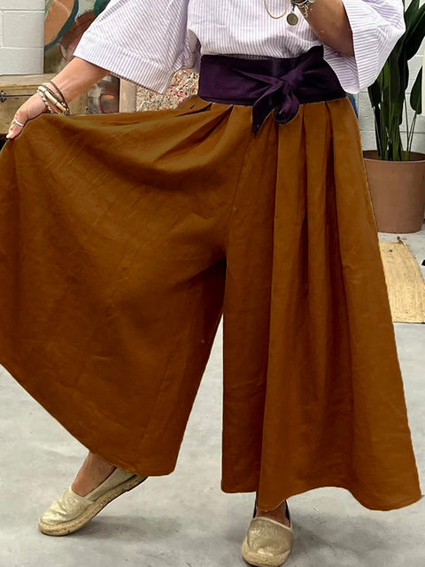 Mathilde Draped Linen Wide-leg Trousers