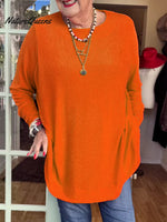 Button-back Crew Neck Top