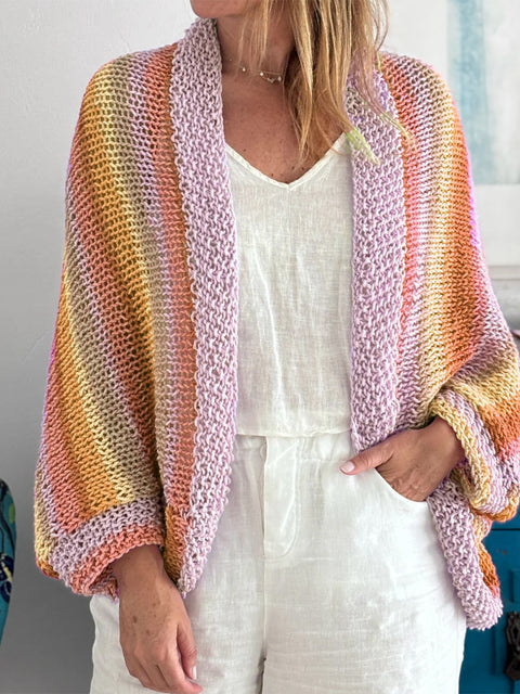 Women's Rainbow Knitted Cardigan Sweater
