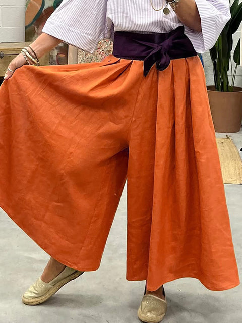 Mathilde Draped Linen Wide-leg Trousers