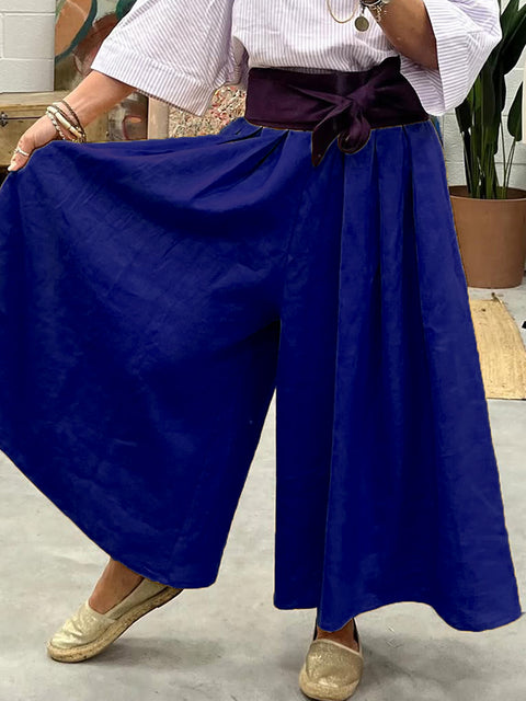 Mathilde Draped Linen Wide-leg Trousers