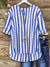 Women's Two-tone Striped Cotton and Linen Top