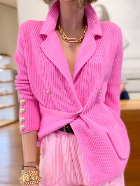 Metal Button Knitted Sweater Jacket
