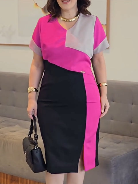 Artistic Color Block Modern Midi Dress