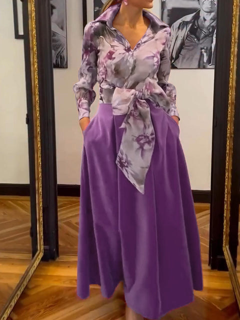 Elegant Floral Strappy Top and Skirt Two-piece Set