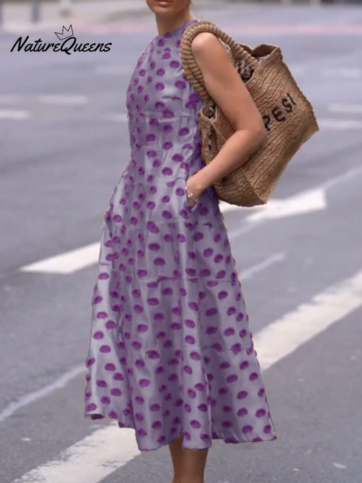 Art Polka Dot A-Line Dress with Pockets