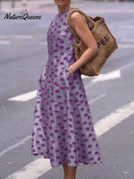 Art Polka Dot A-Line Dress with Pockets