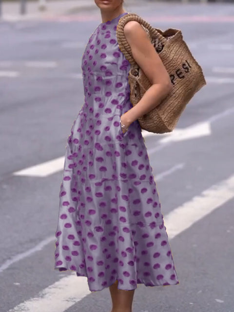 Art Polka Dot A-Line Dress with Pockets