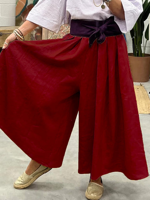 Mathilde Draped Linen Wide-leg Trousers