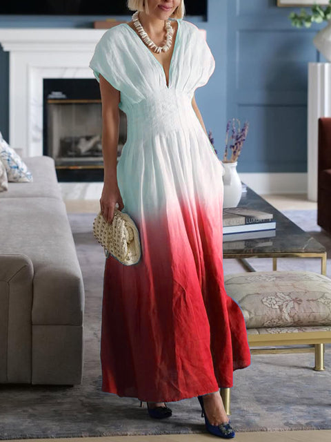 Ombre Dip-Dyed Toby Linen Dress