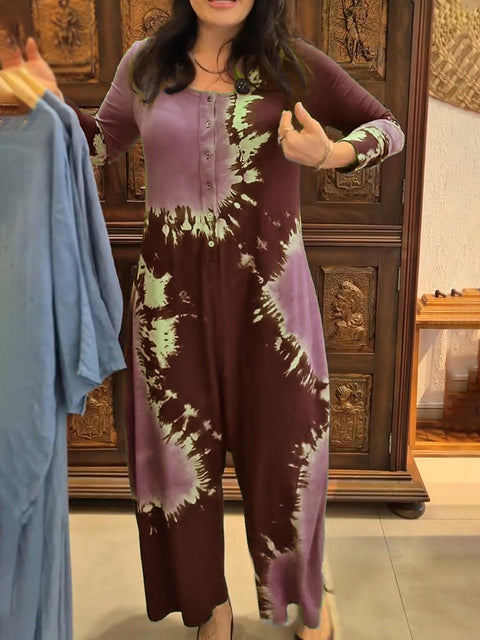 Bohemian Tie-dye Print Soft Jumpsuit