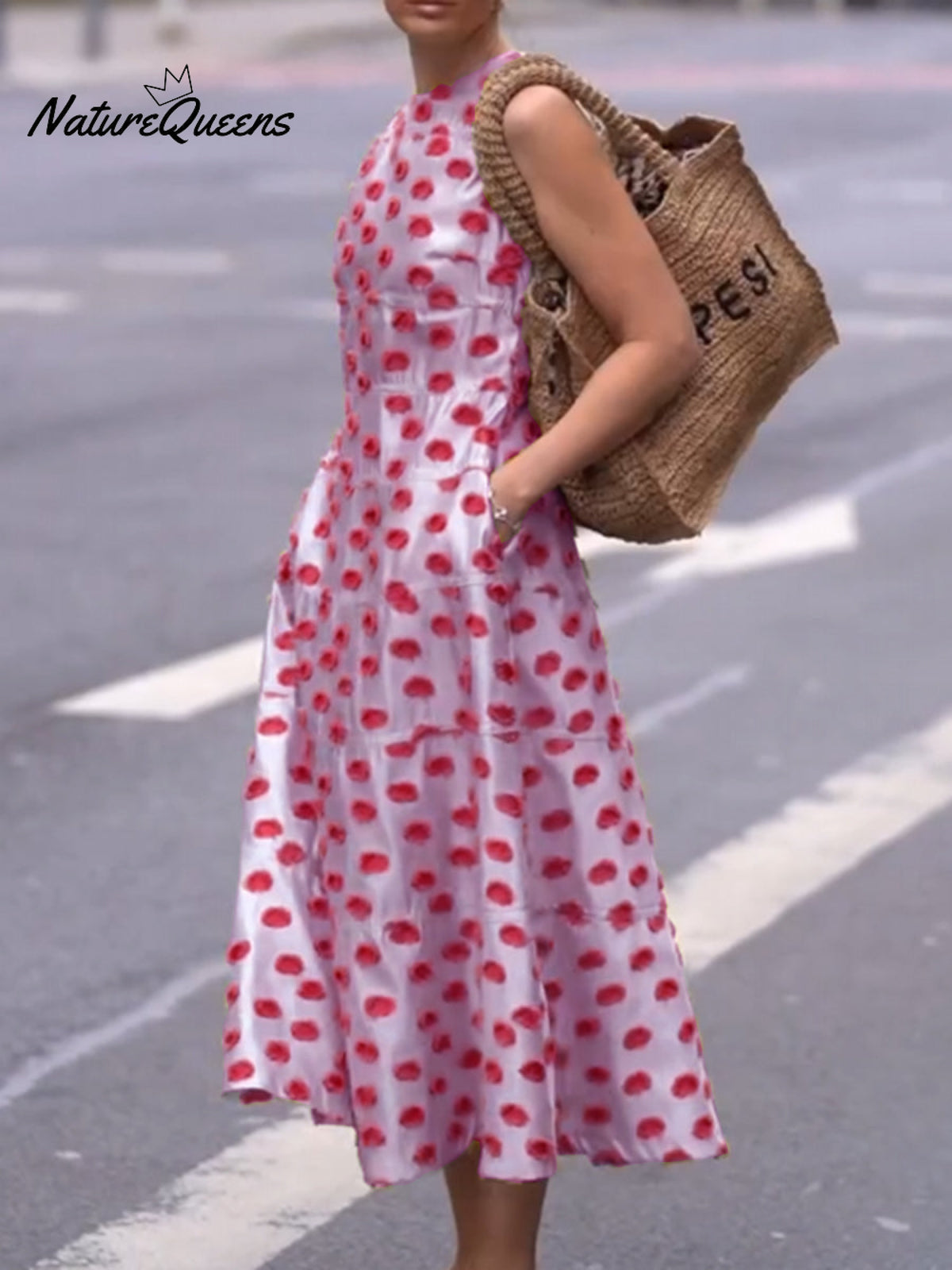 Art Polka Dot A-Line Dress with Pockets