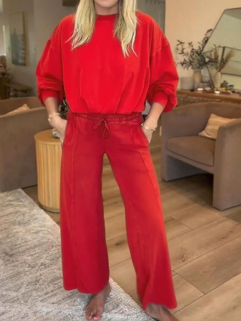 Casual Sweatshirt and Pants Two-piece Set