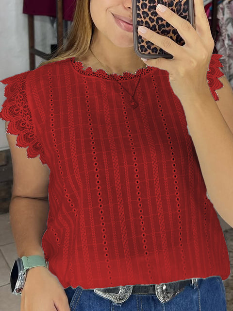 Women's Lace Fly Sleeve Shirt Top