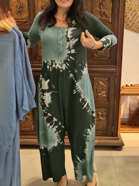 Bohemian Tie-dye Print Soft Jumpsuit