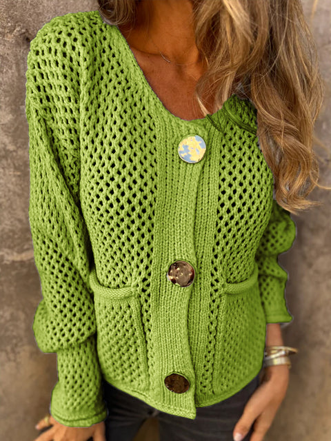 Coin Button Cardigan Sweater