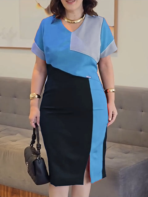 Artistic Color Block Modern Midi Dress
