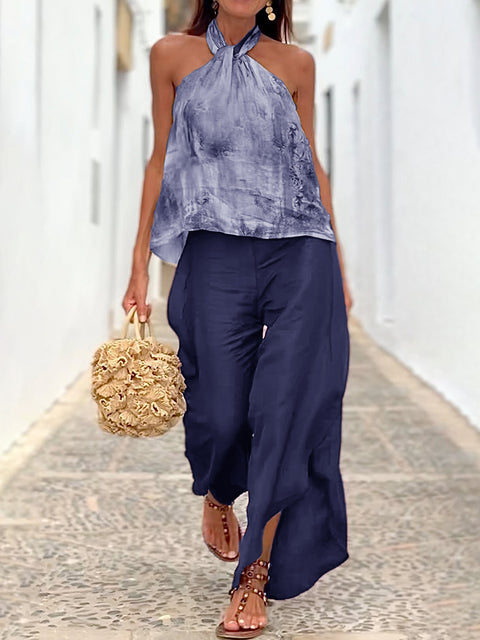 Watercolor Top and Pants Two-piece Set